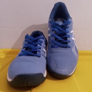 Preowned Asics Men's Gel Game 8 Tennis Shoes - Size 7.5 / Blue Horizon & White